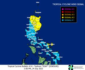 Signal No. 2 in 17 areas as Typhoon Eg.